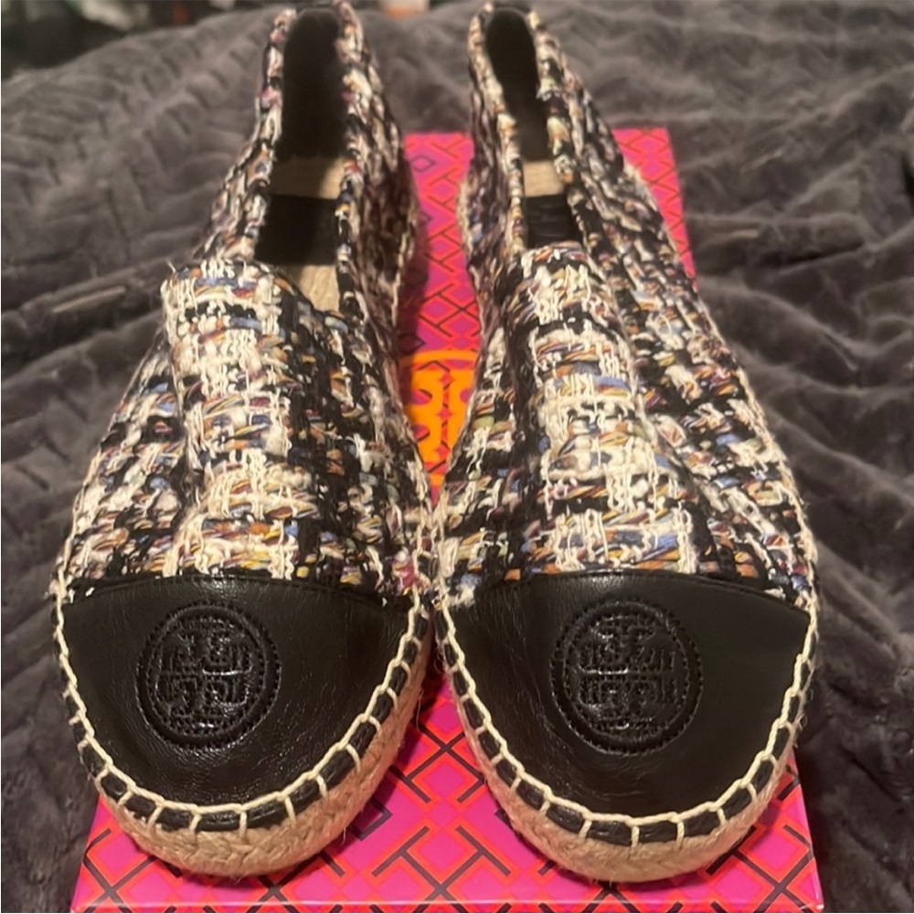 Tory Burch Black and Multicolor Espadrilles